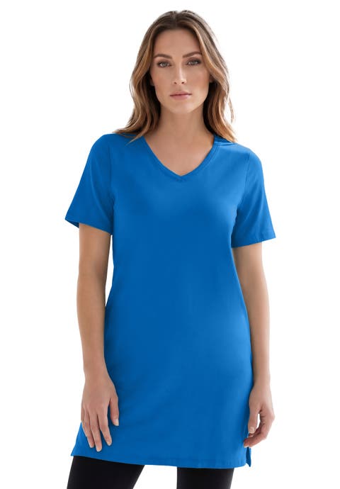 Plus Size Ultimate Cotton V-Neck Short Sleeve Tunic