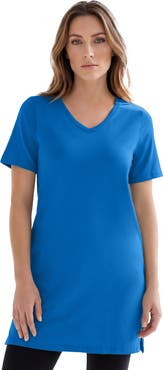 Roaman's Plus Size Ultimate Cotton V-Neck Short Sleeve Tunic