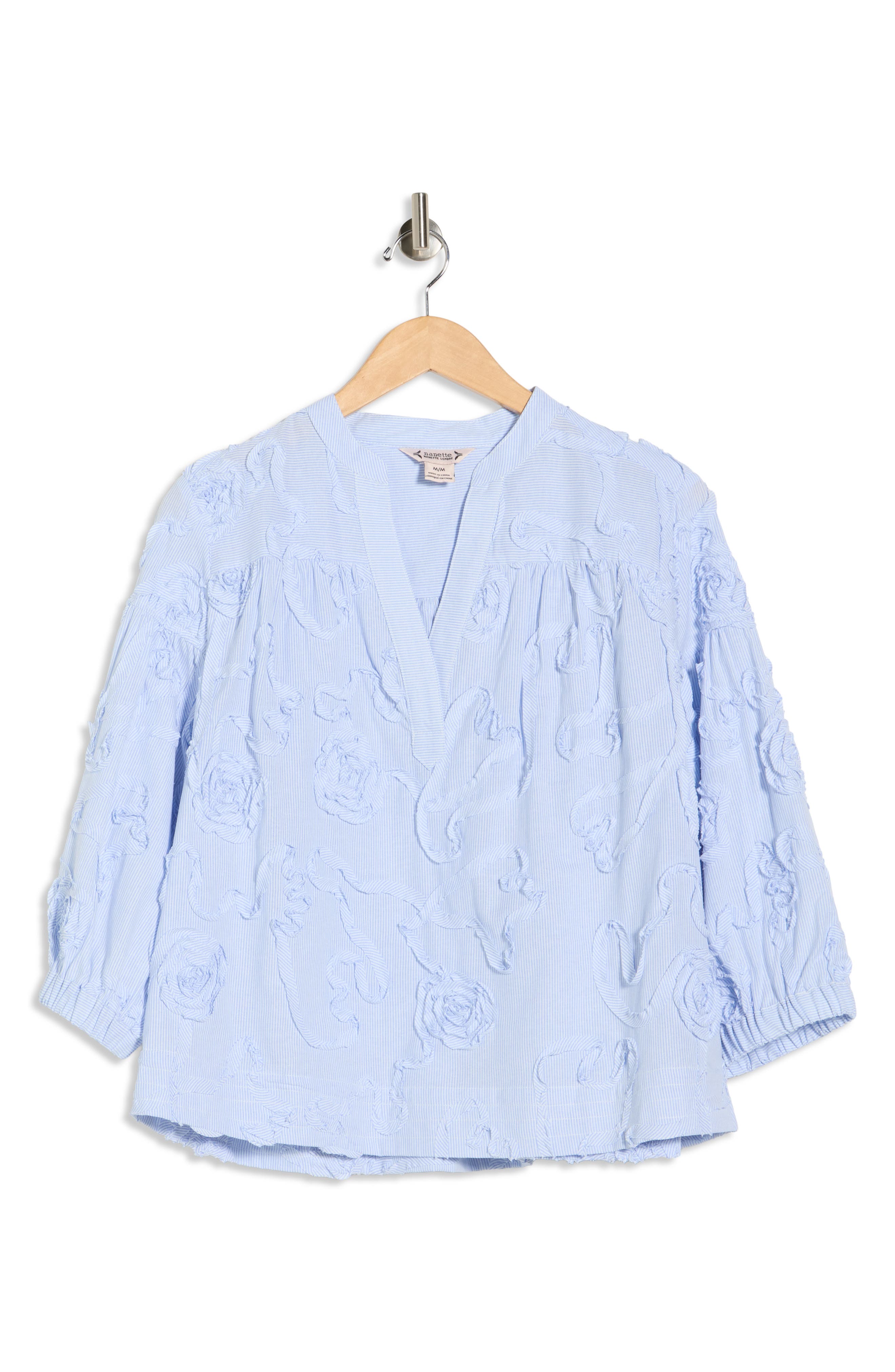 Nanette Lepore Textured Floral Stripe Cotton Top