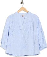 Nanette Lepore Textured Floral Stripe Cotton Top