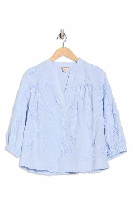 Nanette Lepore Textured Floral Stripe Cotton Top