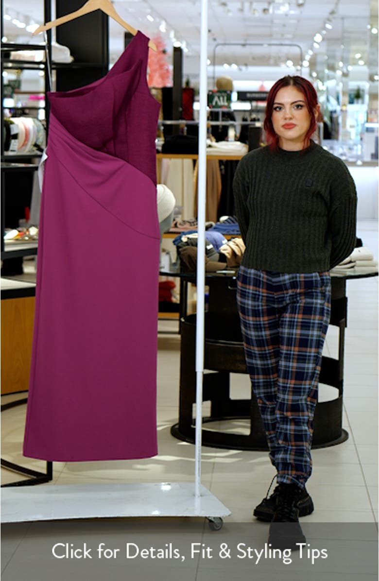 Ingrid One-Shoulder Mixed Media Gown, sales video thumbnail