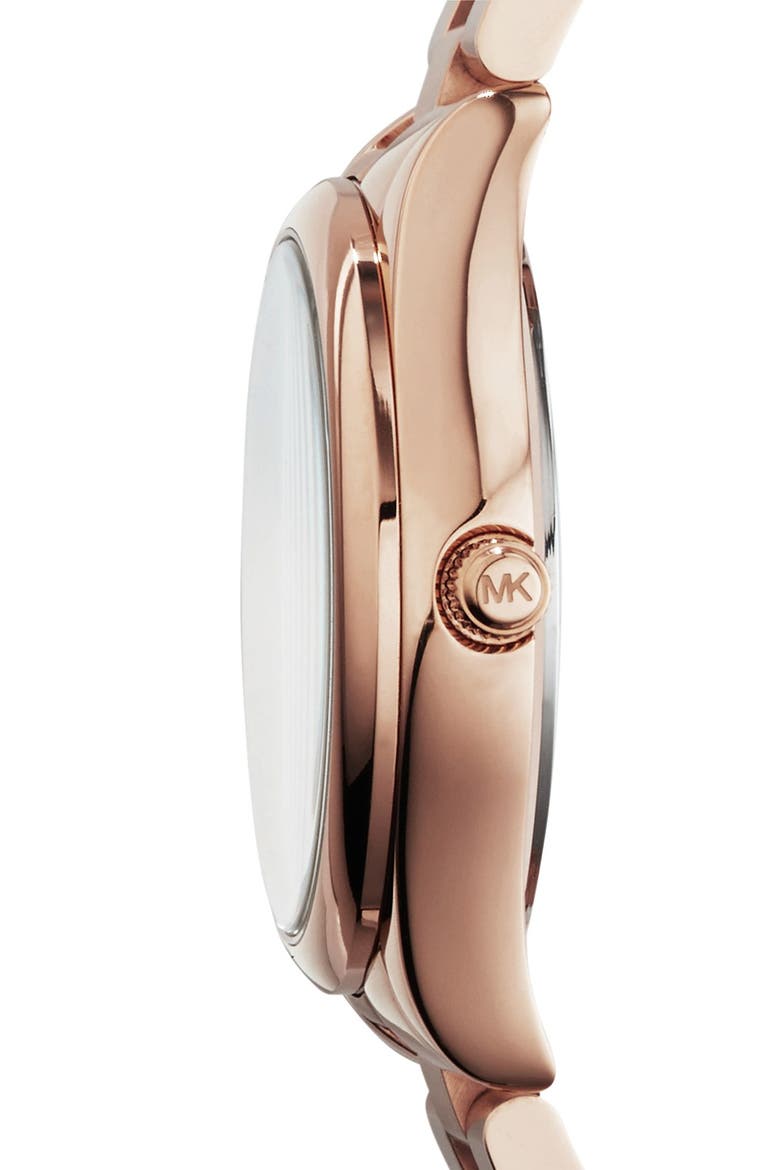 Michael Kors 'Colette' Round Bracelet Watch, 34mm, Alternate, color, ROSE GOLD/ RED