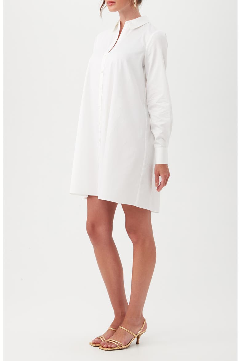 Tulla Oversize Long Sleeve Organic Cotton Shirtdress, Alternate, color, WHITE