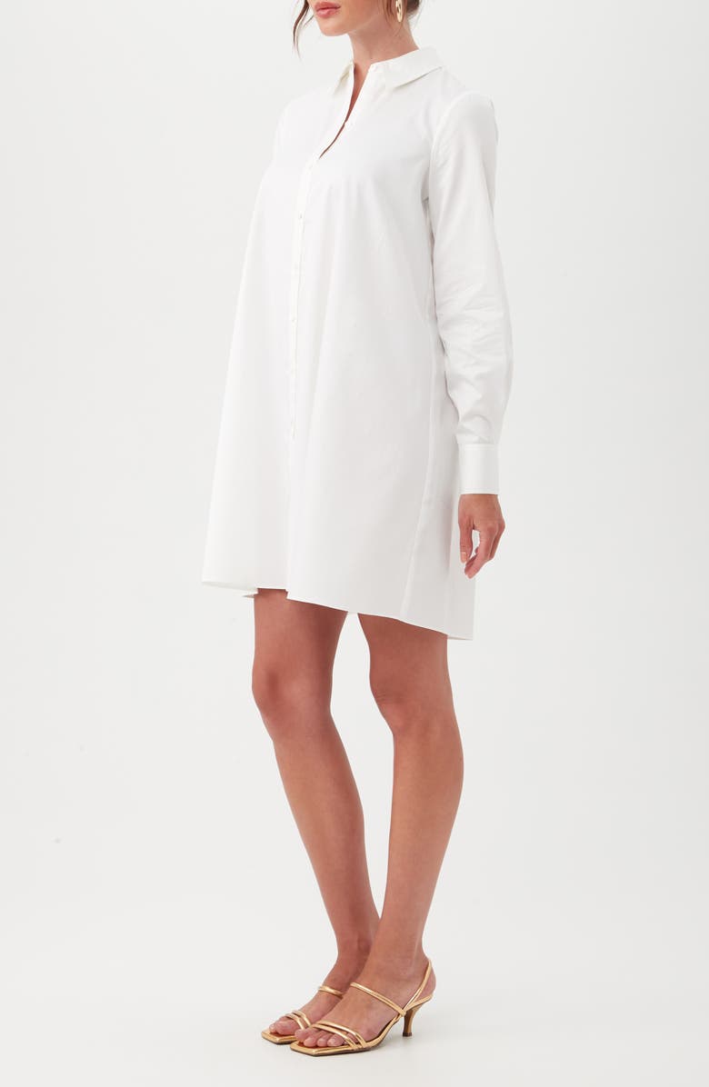 Trina Turk Tulla Oversize Long Sleeve Organic Cotton Shirtdress, Alternate, color, White