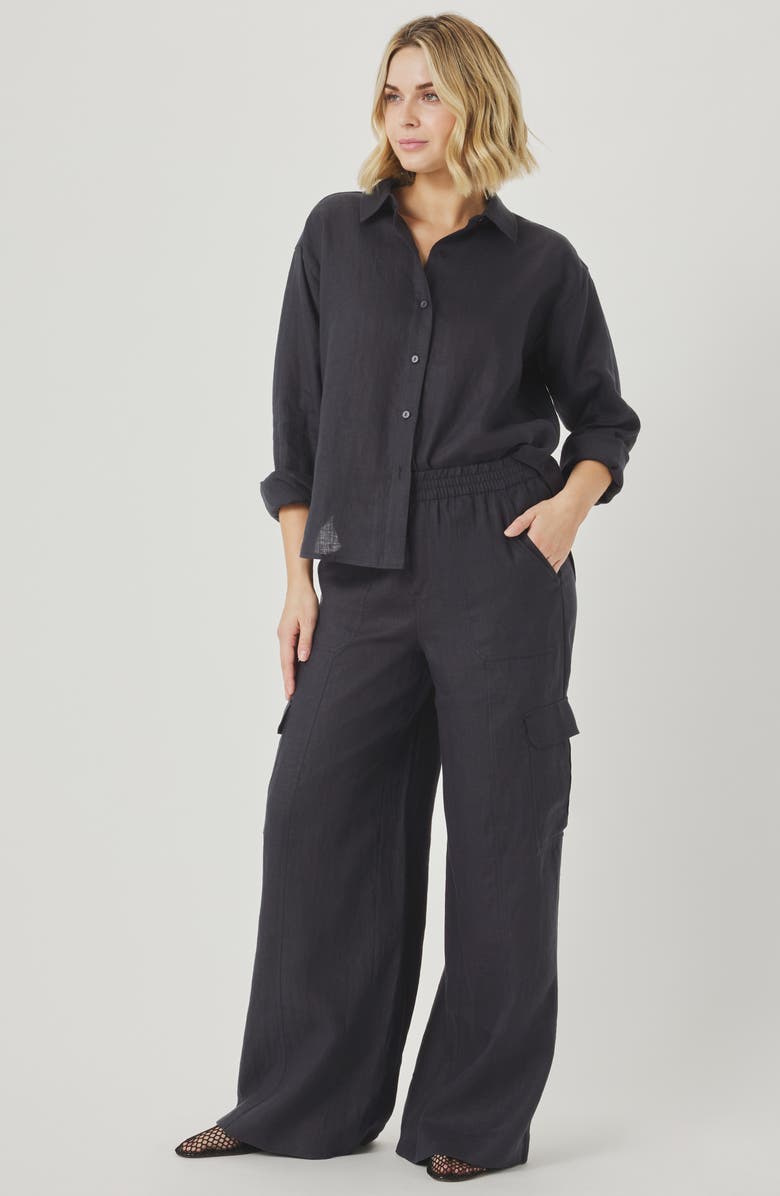 Splendid Stella Linen Cargo Pull-On Pants, Alternate, color, Lead Grey