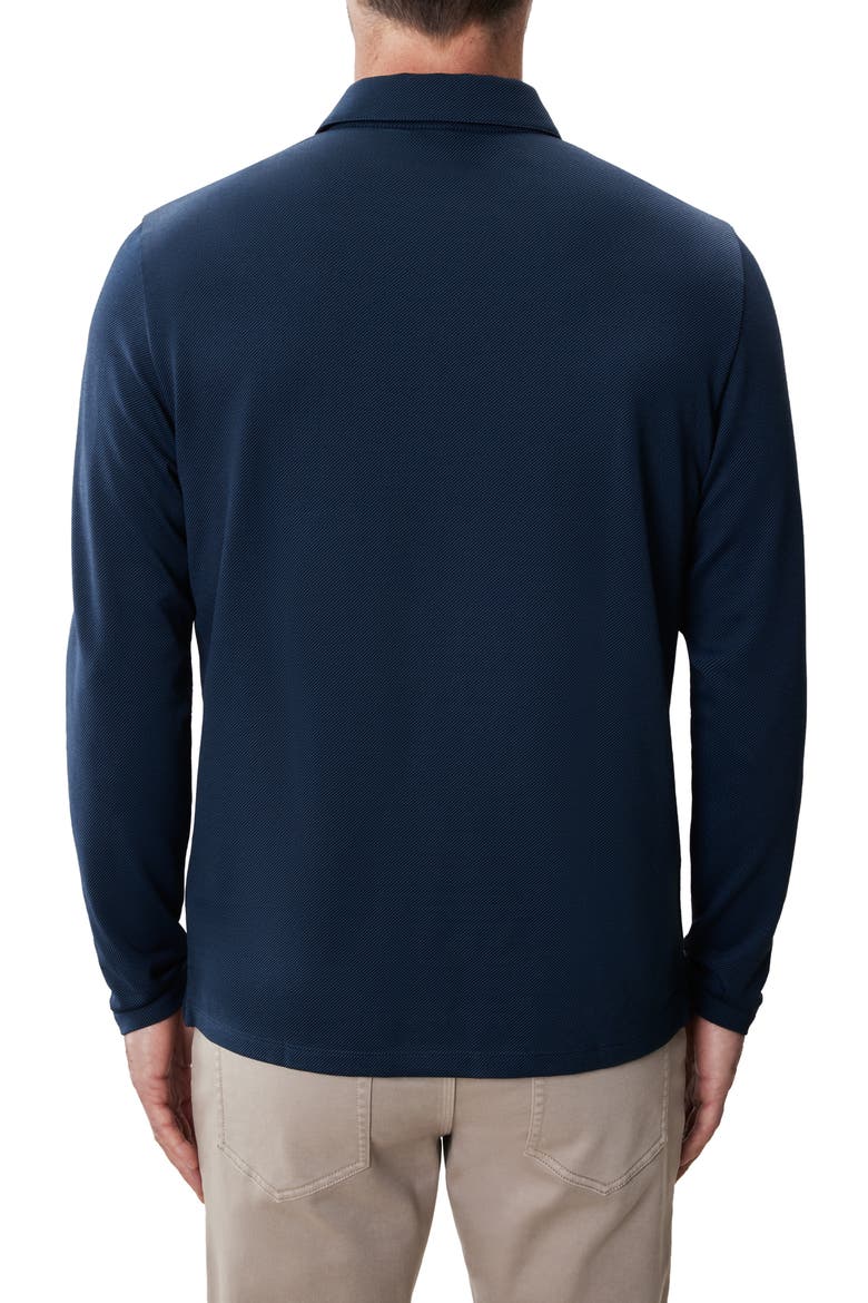 Luciano Long Sleeve Twill Polo, Alternate, color, DARK CASPIAN