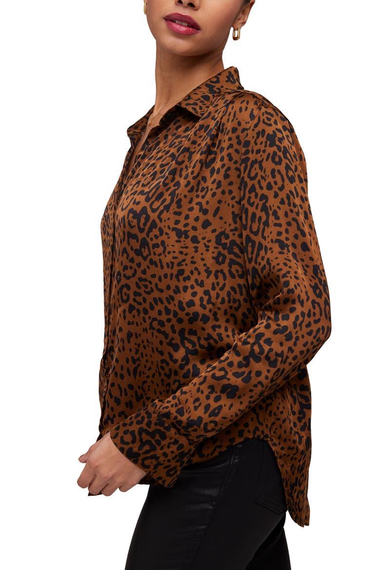 Animal Print Button-Up Shirt, Alternate, color, GOLD SPOTS PRINT