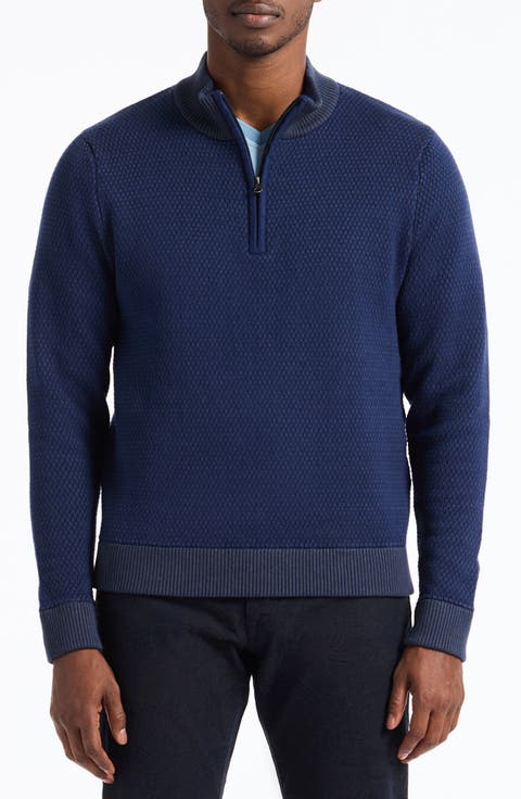 Walton Cotton & Silk Quarter Zip Sweater