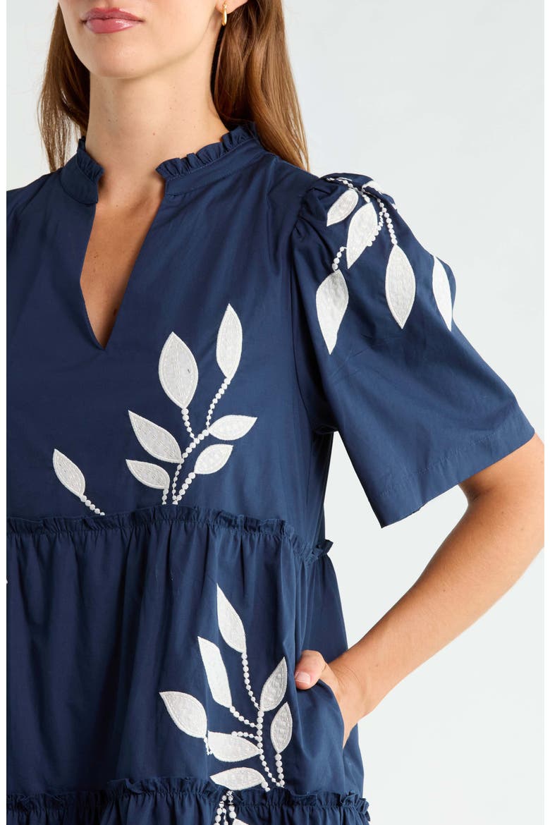 Dixie Split Neck Cotton Shift Dress, Alternate, color, NAVY