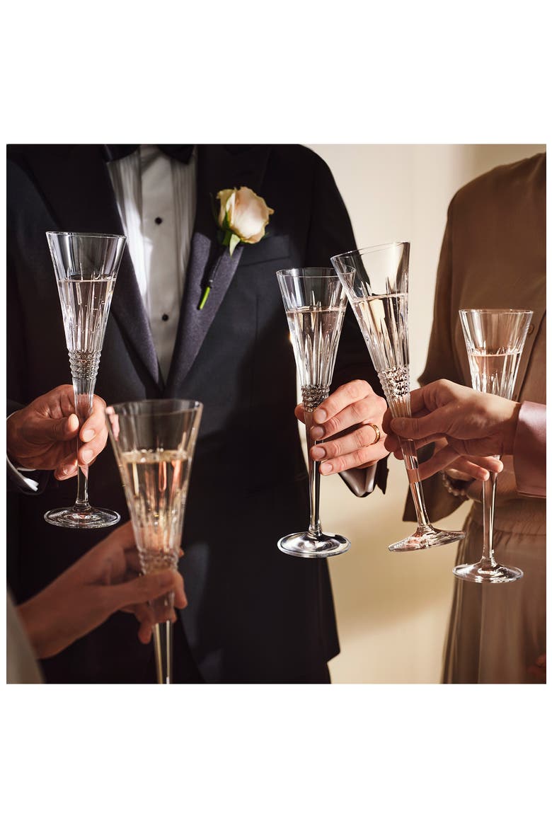 'Lismore Diamond' Lead Crystal Champagne Flutes, Alternate, color, CLEAR