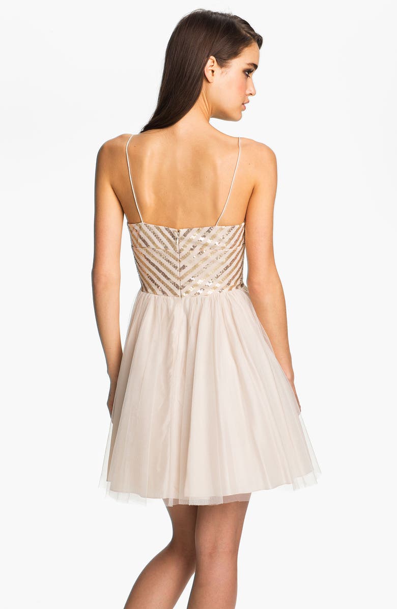 Aidan Mattox by Adrianna Papell Aidan by Aidan Mattox Spaghetti Strap Sequin & Tulle Dress, Alternate, color, 