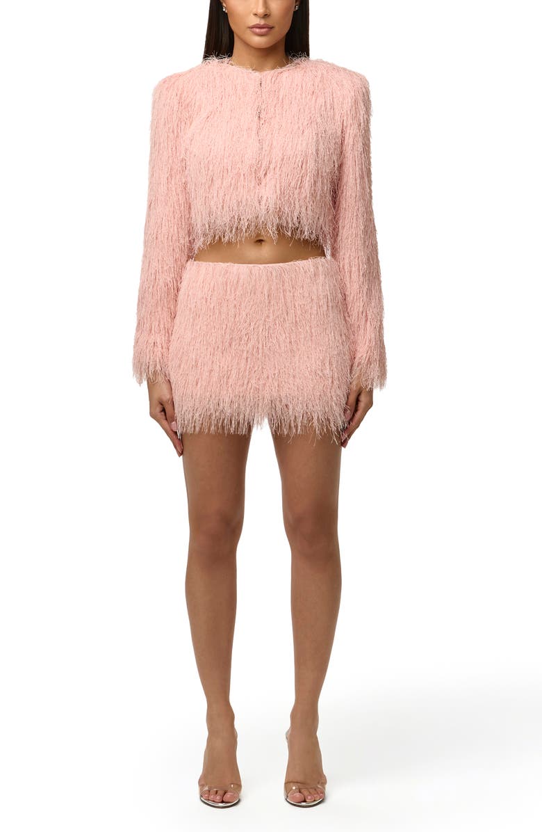 Naked Wardrobe Fringe Miniskirt, Alternate, color, Peach