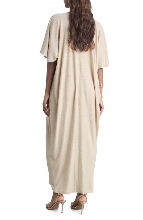 Shop Mango Metallic Ruched Maxi Dress In Gold