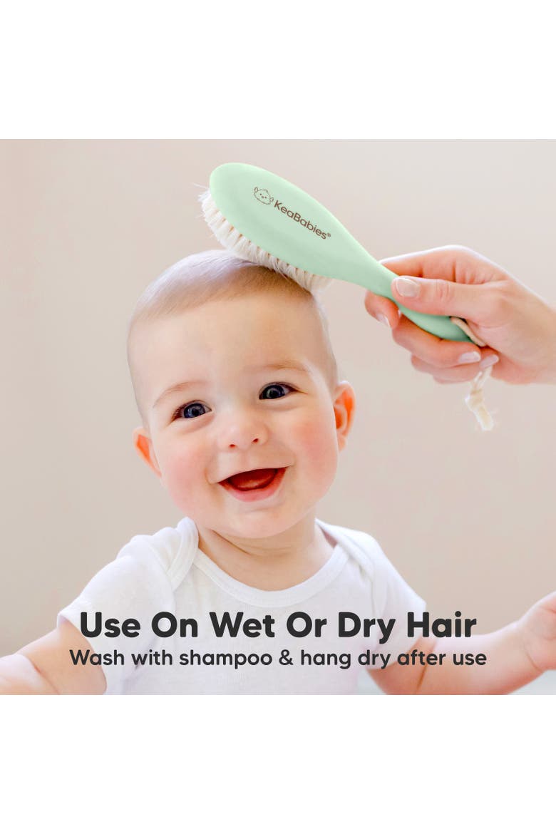 Baby Wooden Hairbrush, Alternate, color, Sage
