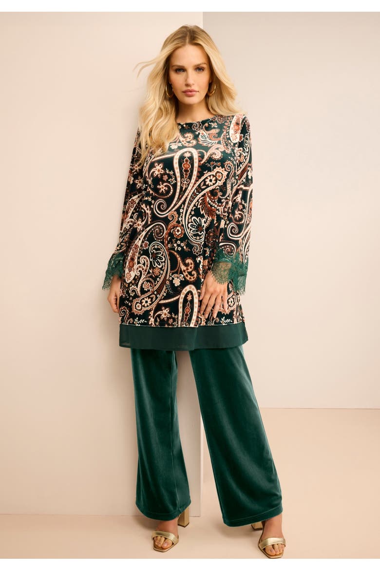 Wide Leg Velour Pant, Alternate, color, ALMOND BROWN