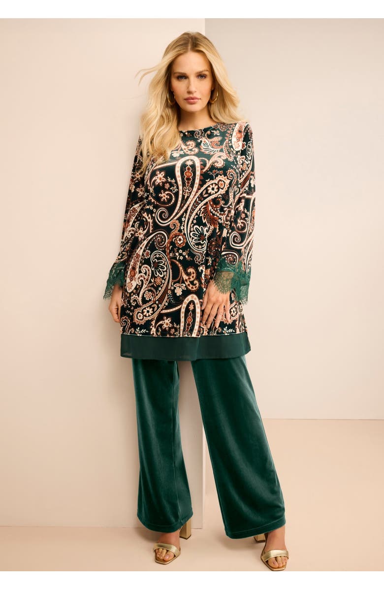 Roaman's Wide Leg Velour Pant, Alternate, color, Black