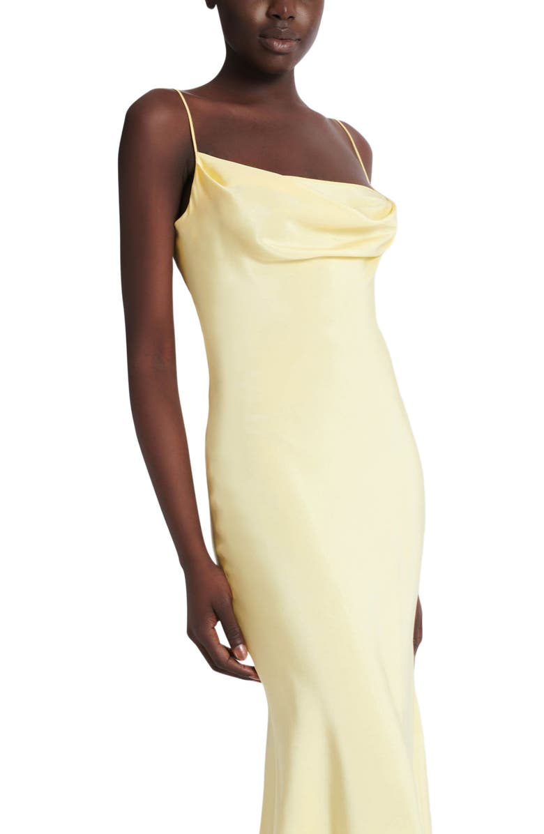 Balmain Long strappy dress in silk satin, Alternate, color, Yellow