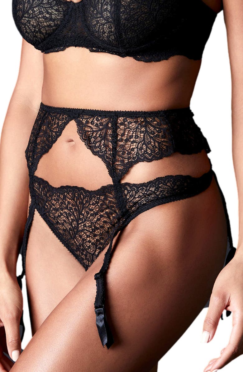 JOURNELLE Allegra Suspender Belt, Main, color, Noir