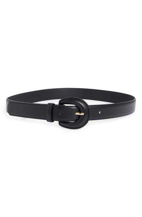 Covered Buckle Faux Leather Belt