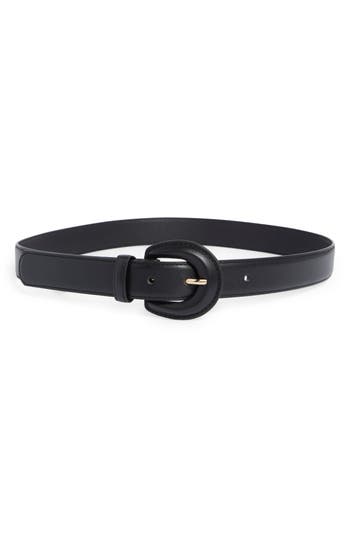 Linea Pelle Covered Buckle Faux Leather Belt In Black