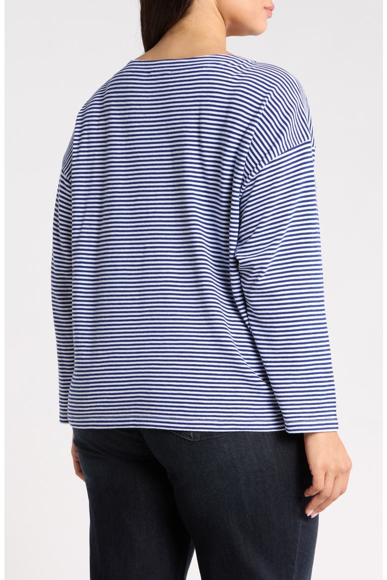 Striped Bateau Neck Boxy Organic Cotton Top, Alternate, color, INFINITY