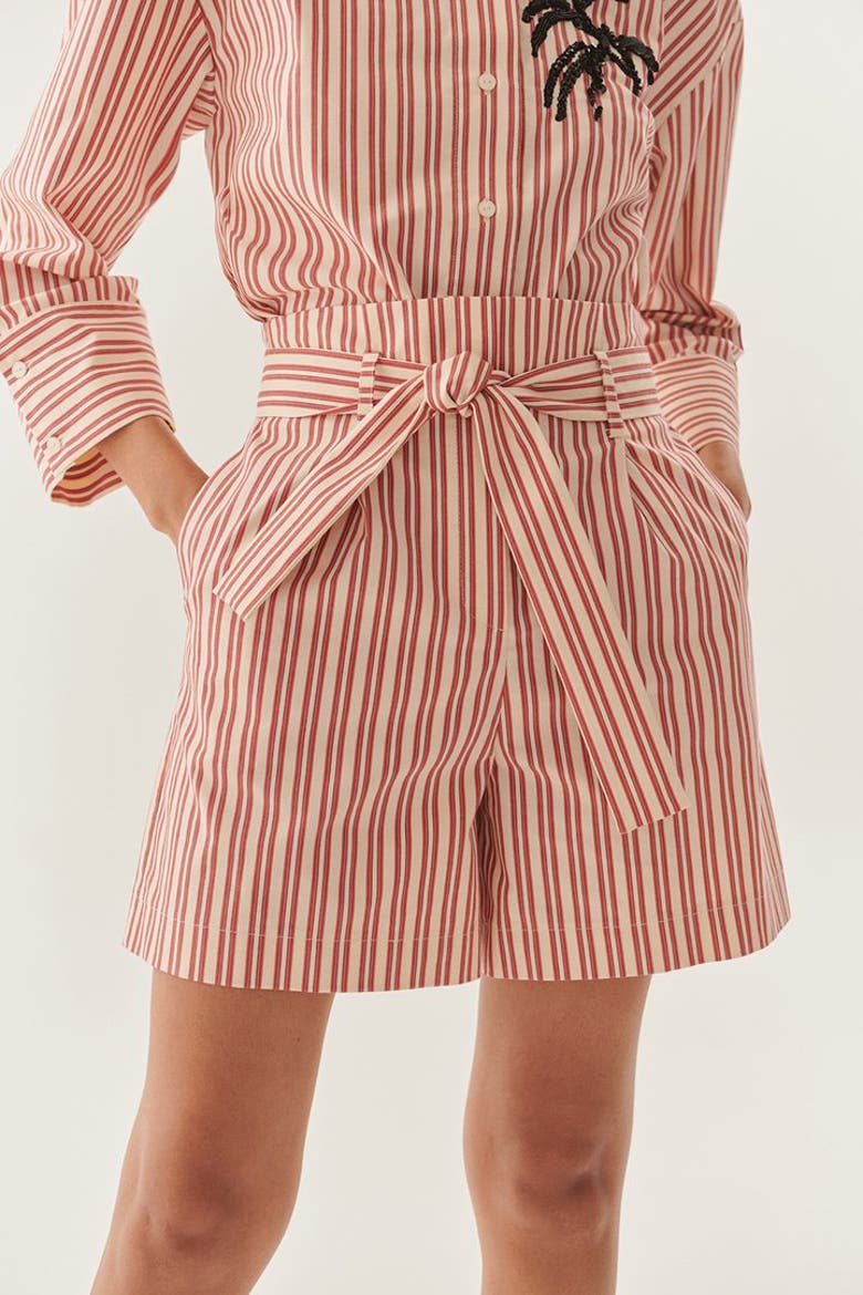 Raegan Striped Shorts, Alternate, color, RED