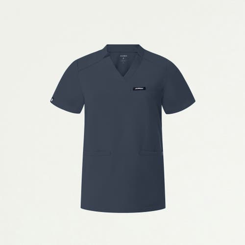 Jaanuu 3-pocket Classic Notched V-neck Scrub Top In Gray