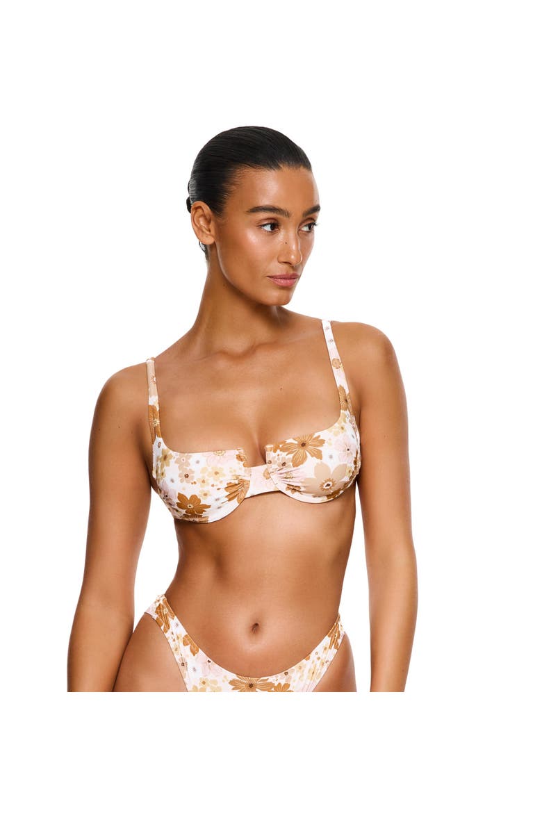 Nostalgic Bloom Underwire Bikini Top Swimsuit, Main, color, Brown-Haze