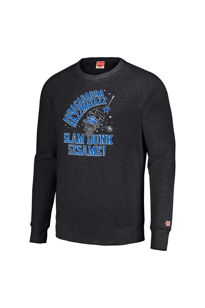 Unisex Homage  Charcoal Orlando Magic Slam Dunk Sesame Tri-Blend Crew Raglan Pullover Sweatshirt, Alternate, color, Charcoal
