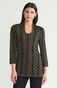 Ming Wang Art Deco Lurex Soft Knit Tunic