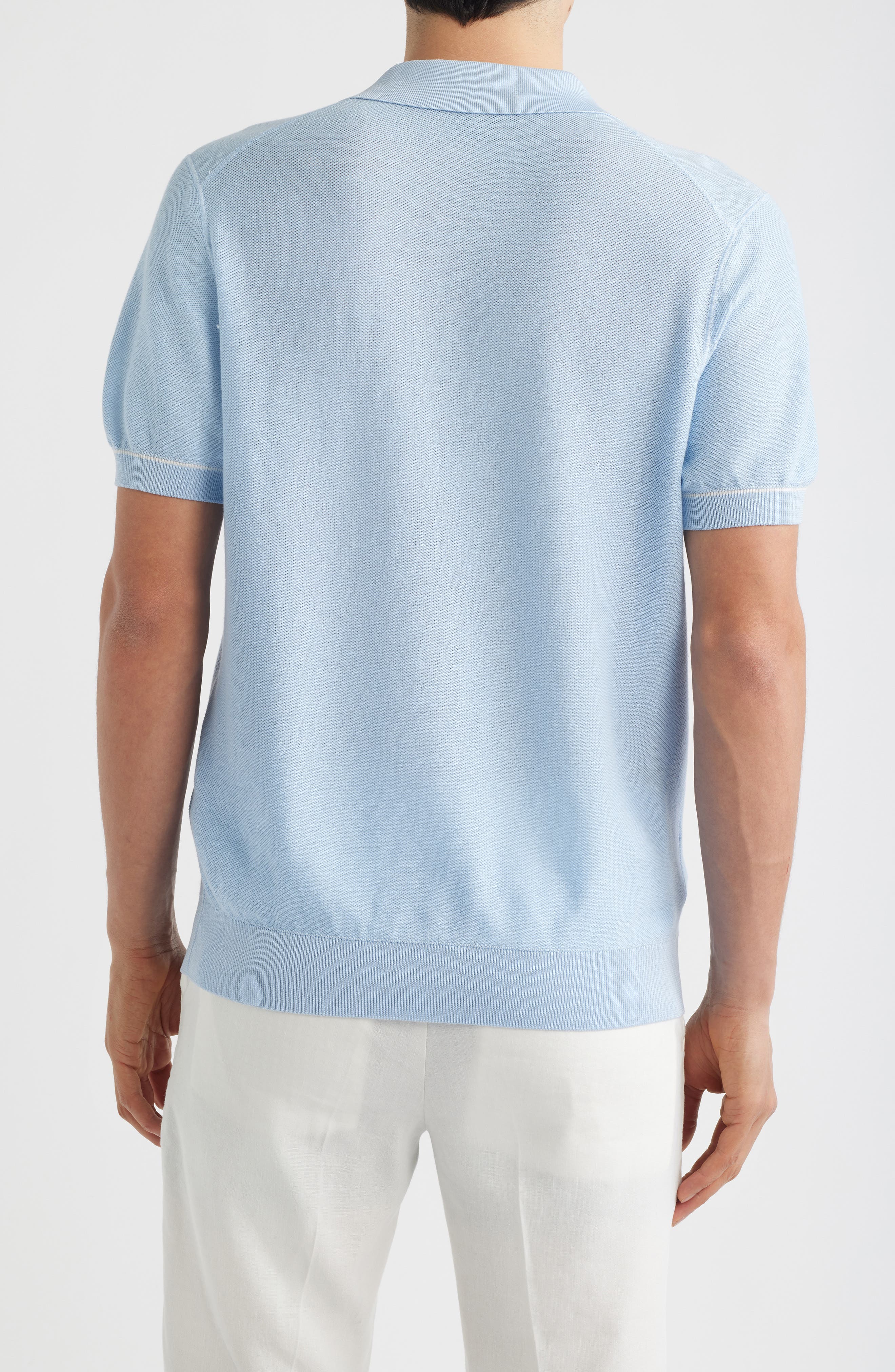 H-Narcisco Johnny Collar Pique Polo Sweater - image 2