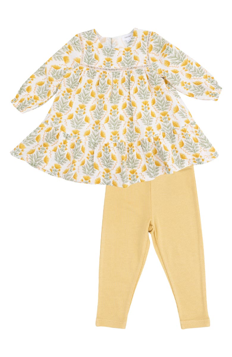 Angel Dear Kids' Winter Dandelions Long Sleeve Top & Leggings Set, Main, color, Ivory/ Yellow