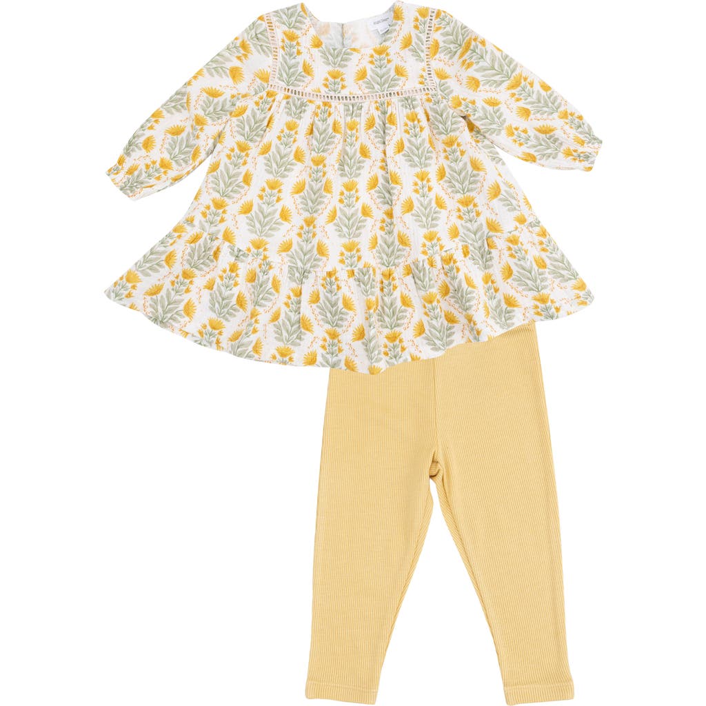 Angel Dear Kids' Winter Dandelions Long Sleeve Top & Leggings Set In Yellow