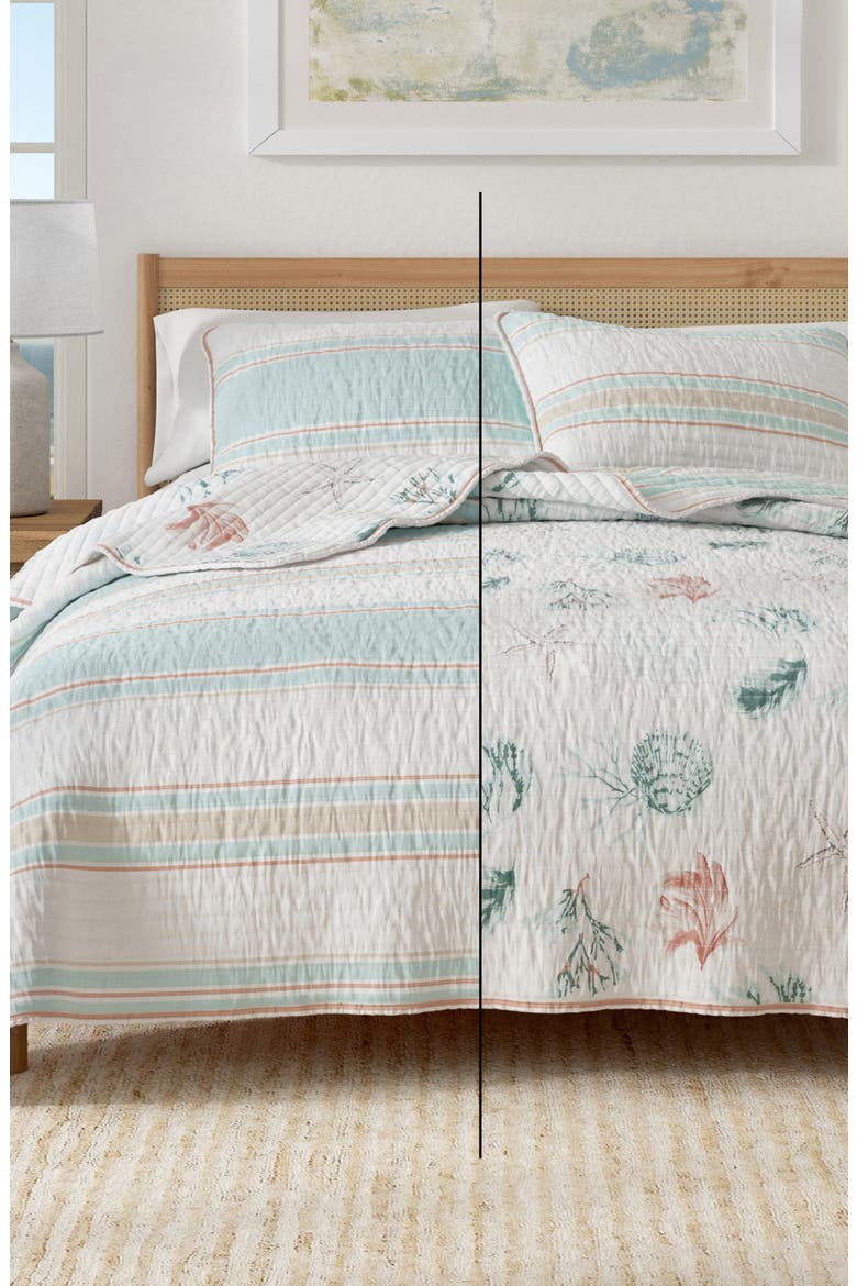 Elevated Coastal Cotton Quilt Set, Alternate, color, FLAG STRIPE / KELP BREEZE