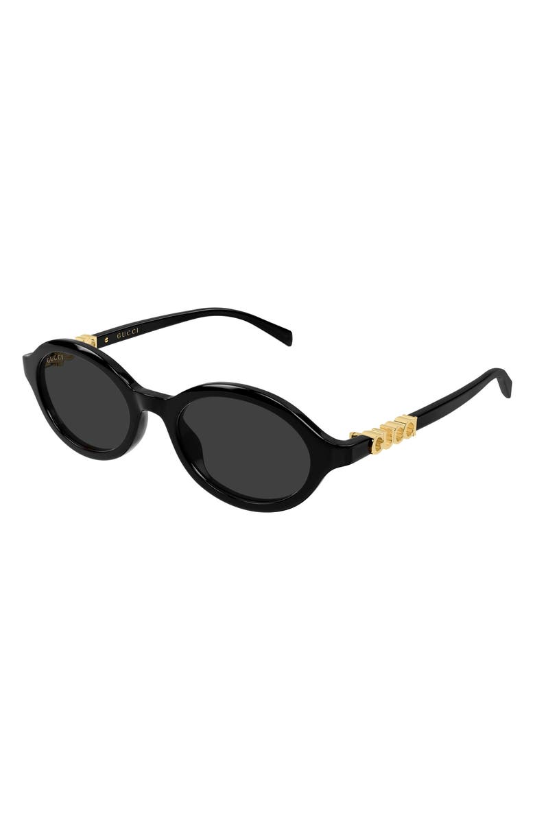 Gucci 51mm Round Sunglasses, Alternate, color, Black