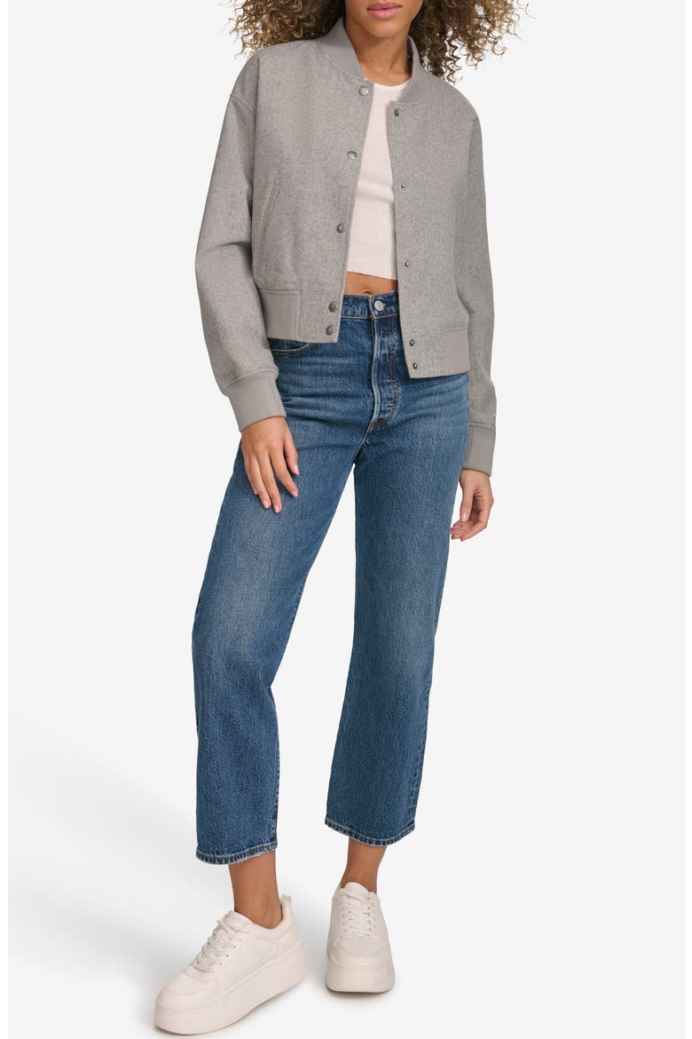 Faux Shearling Bomber Jacket, Alternate, color, HEATHER GREY