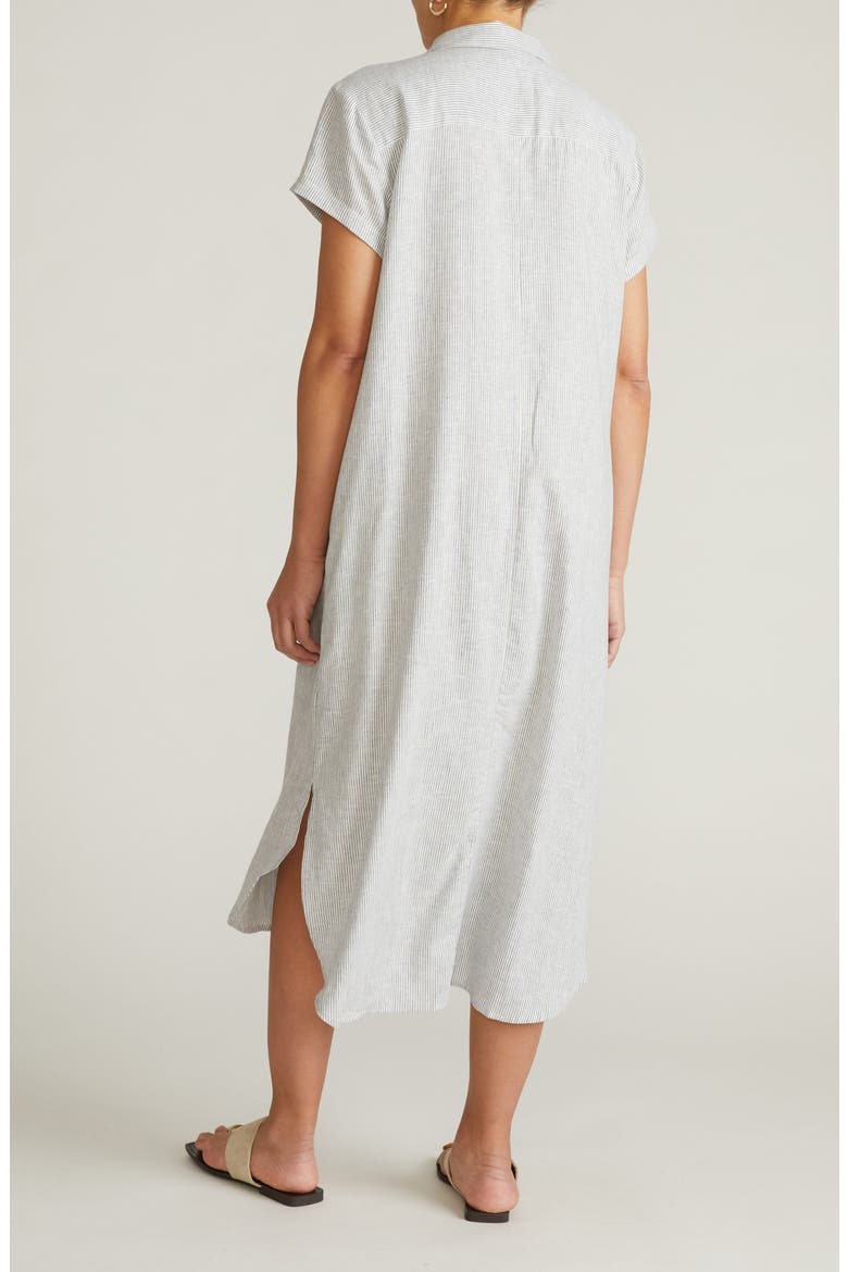 Dune Linen Blend Midi Shirtdress, Alternate, color, BEACH STRIPE