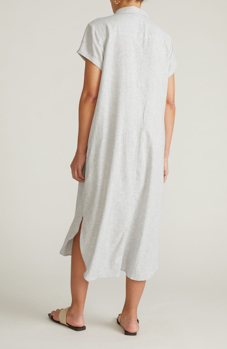 Universal Standard Dune Linen Blend Midi Shirtdress, Alternate, color, Beach Stripe