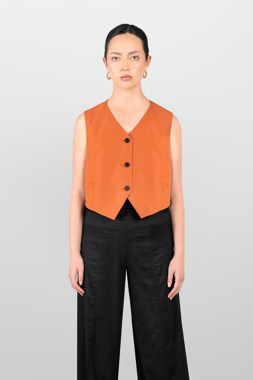 Laura Aparicio Drill Gillet Top In Orange
