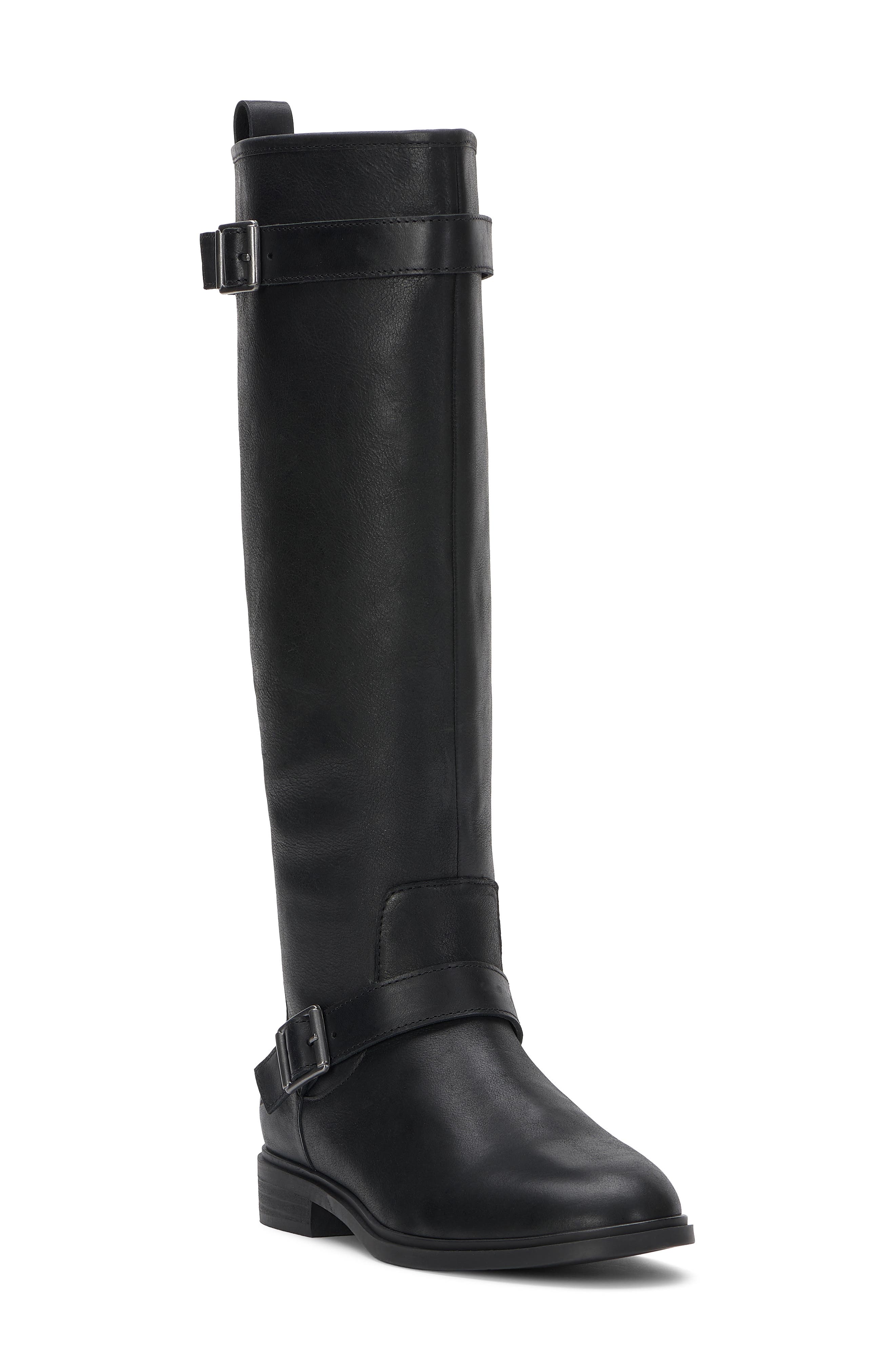 Hinley Leather Tall Boot, Main, color, BLACK