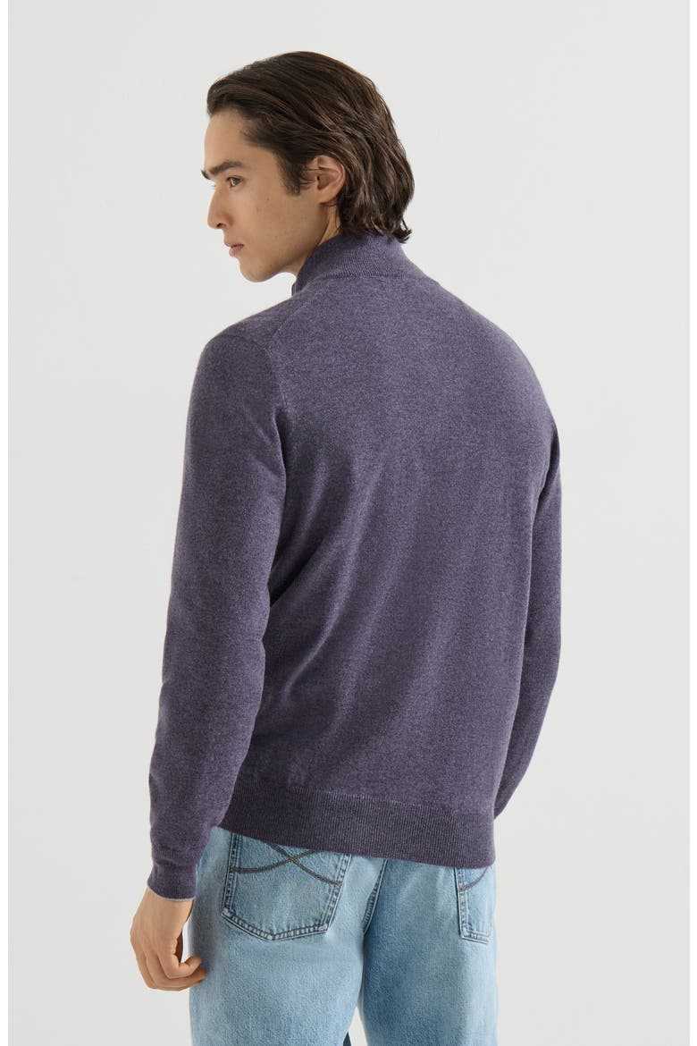 Cashmere high-neck cardigan with zipper, Alternate, color, Purple