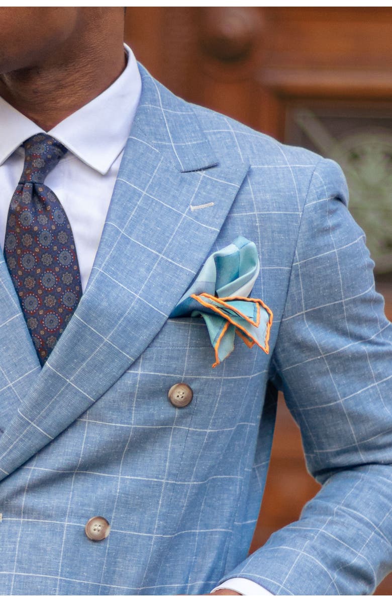 Elizabetta Harmony - Silk Pocket Square for Men, Alternate, color, Blue