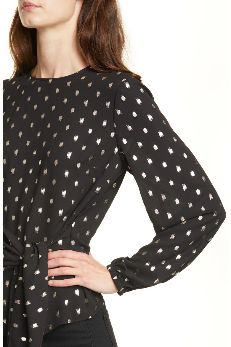 Naiomy Metallic Fleck Wrap Front Top, Alternate, color, BLACK