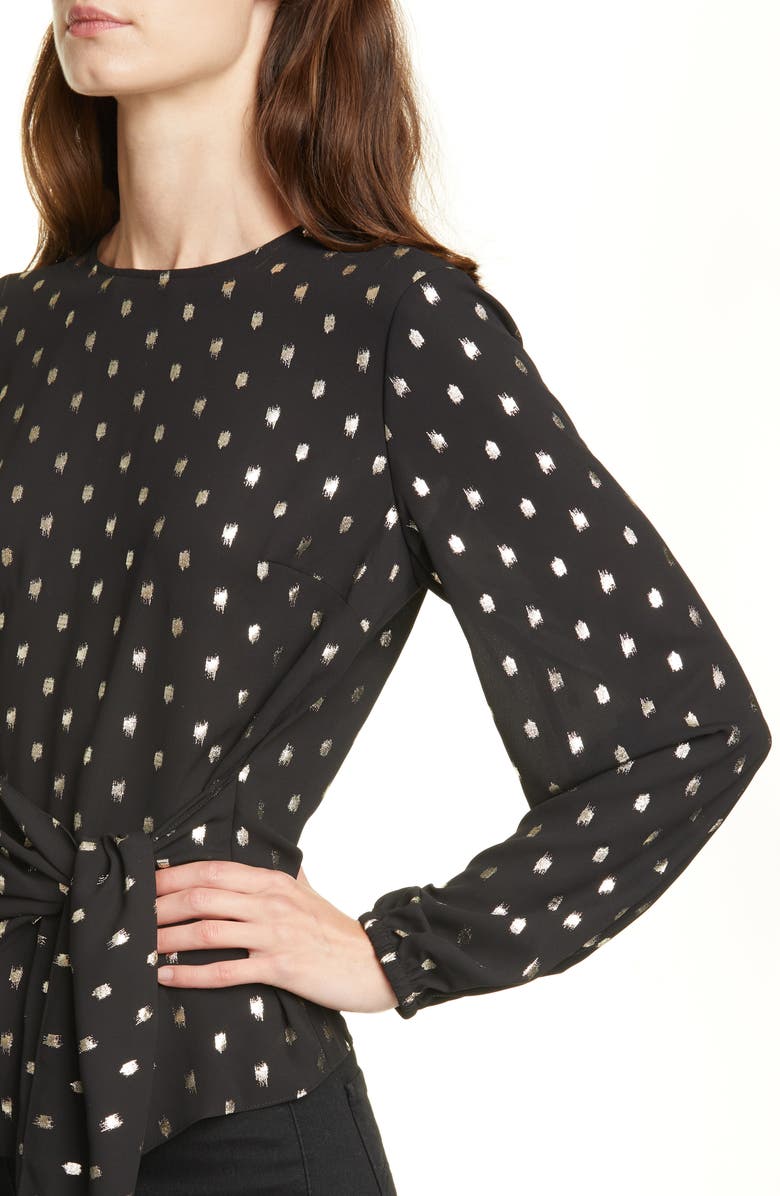 Ted Baker London Naiomy Metallic Fleck Wrap Front Top, Alternate, color, 