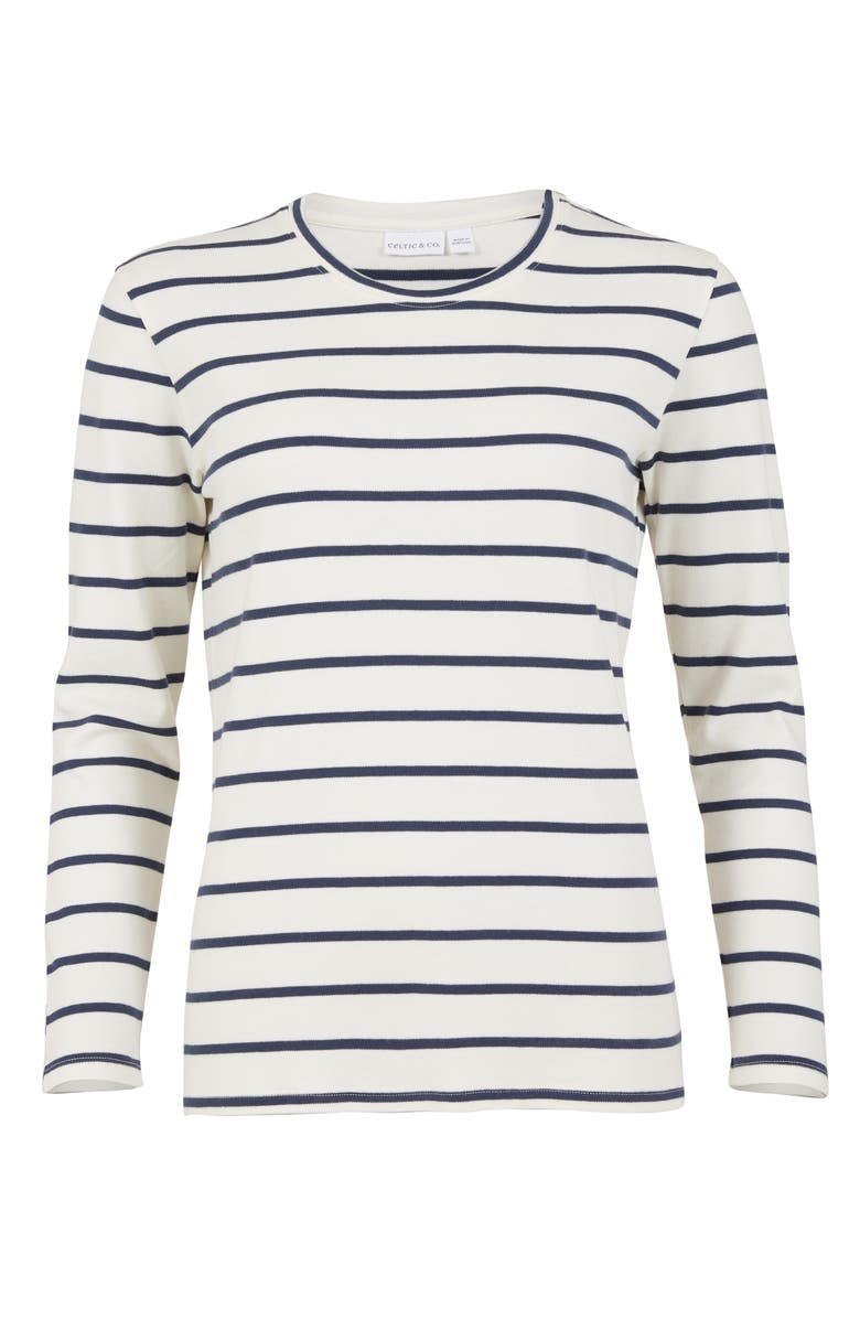 Celtic & Co. Striped Long Sleeve T-Shirt, Alternate, color, Chalk / Navy Stripe