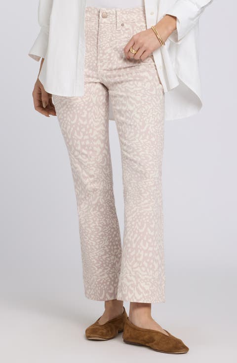 Billie Print High Waist Ankle Mini Bootcut Jeans (Snow Leopard) (Regular & Petite)