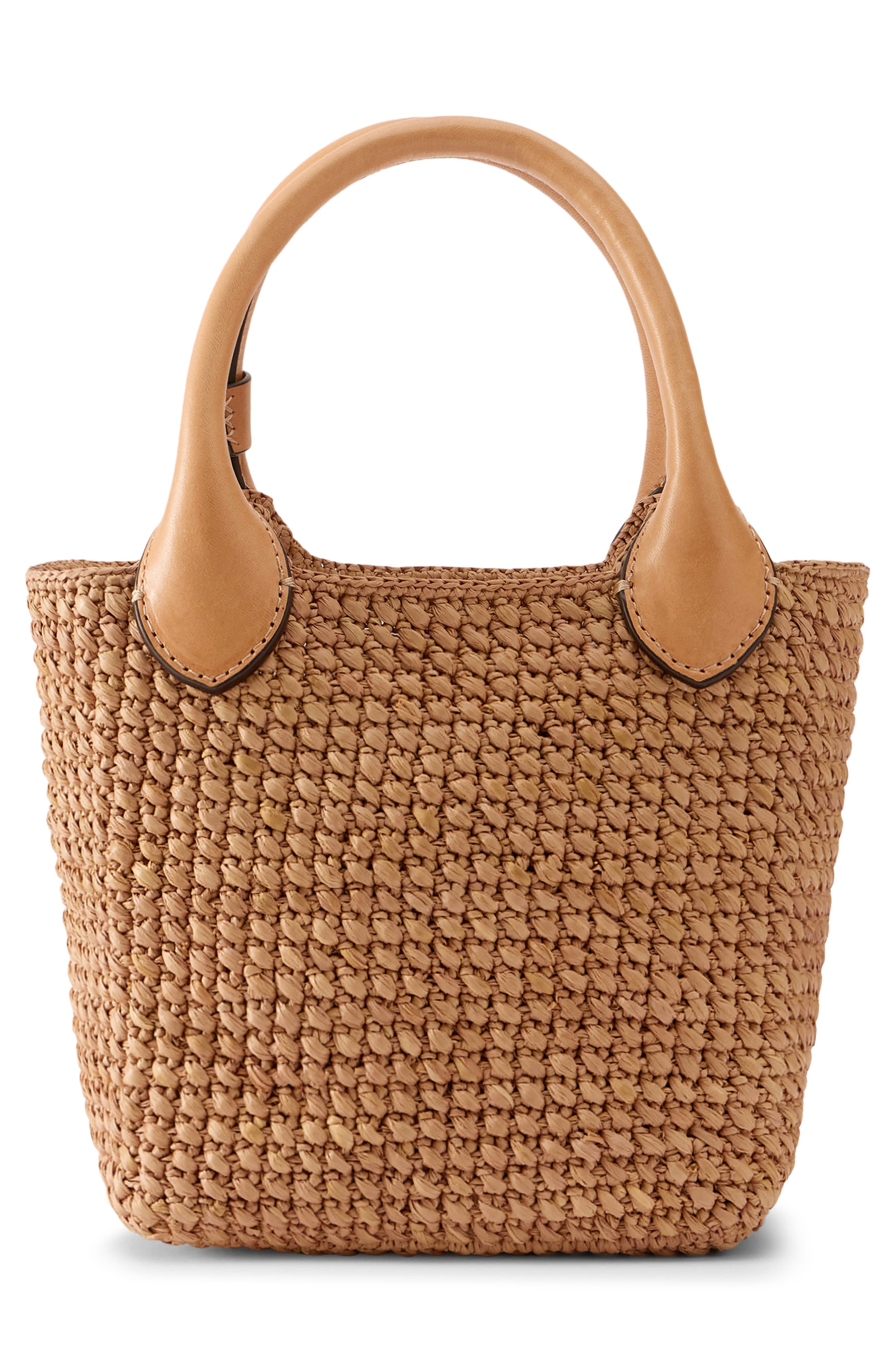 Mini Ampara Woven Tote Bag, Alternate, color, NOUGAT/ CARAMEL