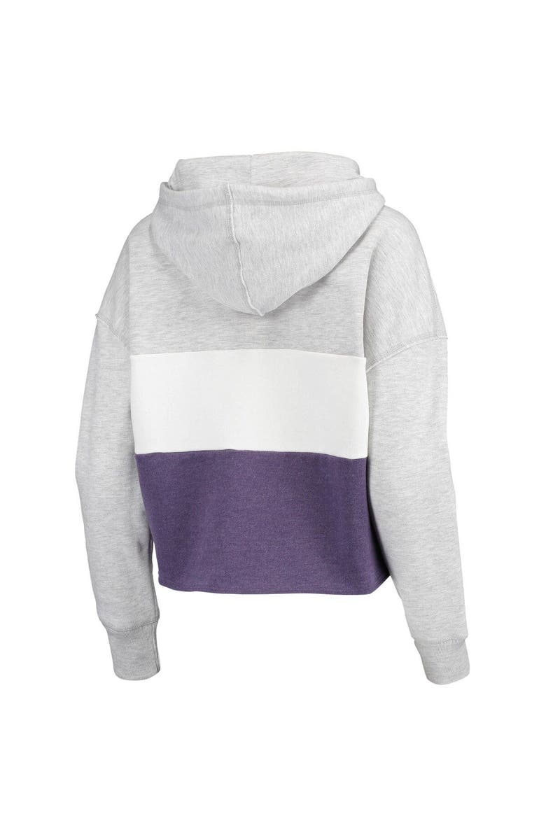 '47 Women's '47 Heathered Gray Los Angeles Lakers Lizzy Cutoff Pullover Hoodie, Alternate, color, 