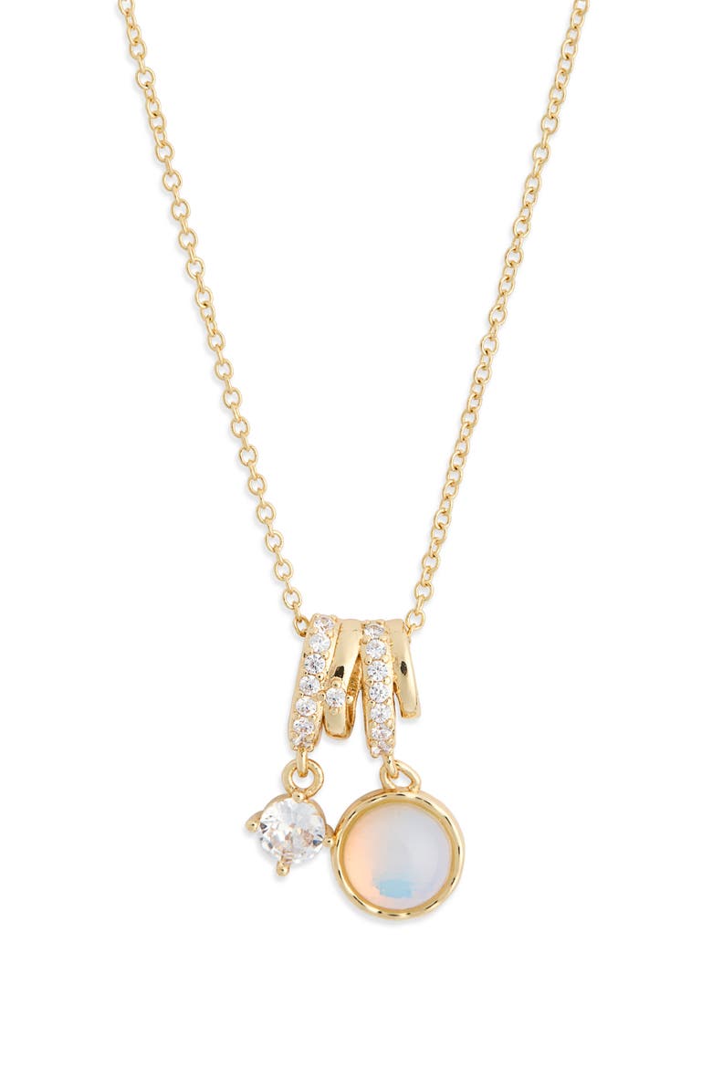 Cubic Zirconia Charm Necklace, Main, color, CLEAR- WHITE- GOLD